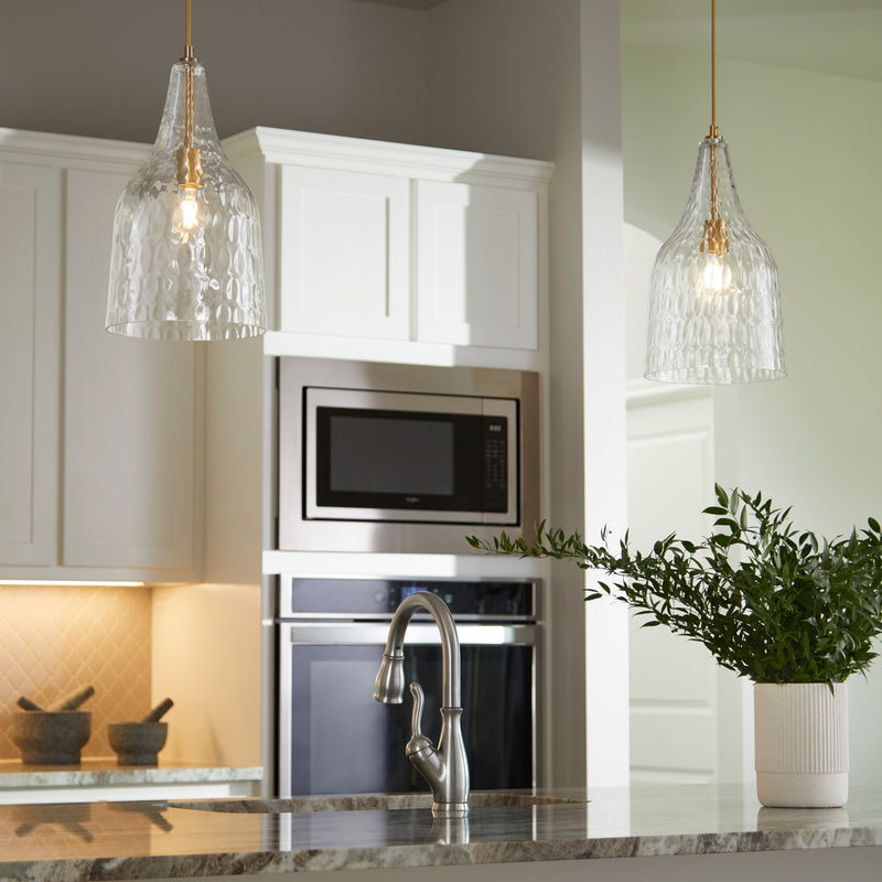 10" Clear Glass Cone Pendant in Aged Brass