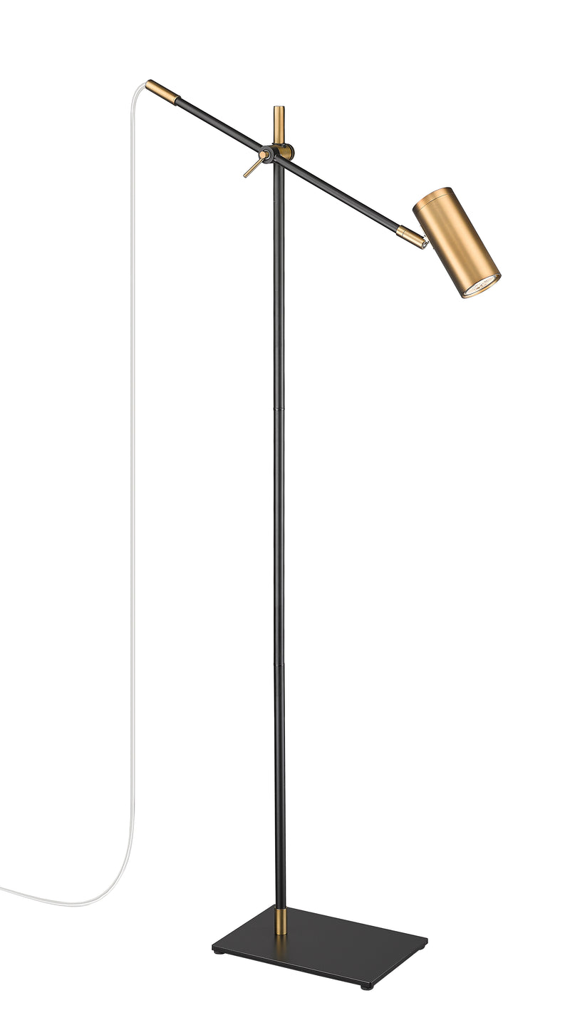 Calumet 1 Light 7" Floor Lamp in Matte Black + Olde Brass