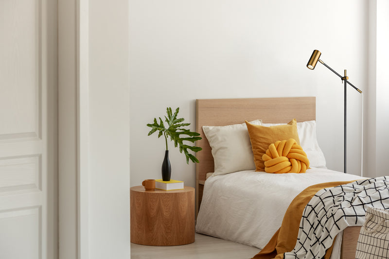 Calumet 1 Light 7" Floor Lamp in Matte Black + Olde Brass in a room setting