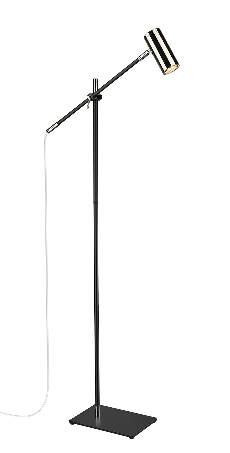 Calumet 1 Light 7" Floor Lamp in Matte Black + Polished Nickel