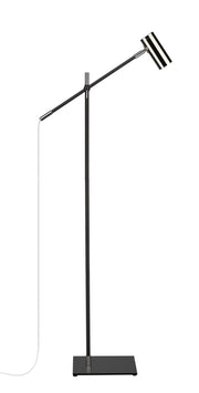Calumet 1 Light 7" Floor Lamp in Matte Black + Polished Nickel