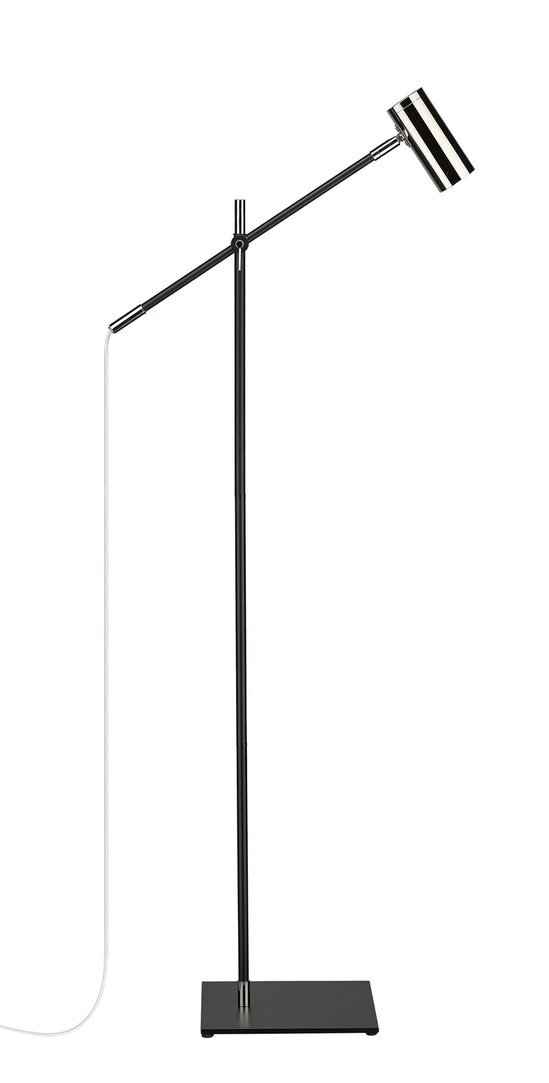 Calumet 1 Light 7" Floor Lamp in Matte Black + Polished Nickel