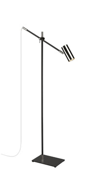Calumet 1 Light 7" Floor Lamp in Matte Black + Polished Nickel