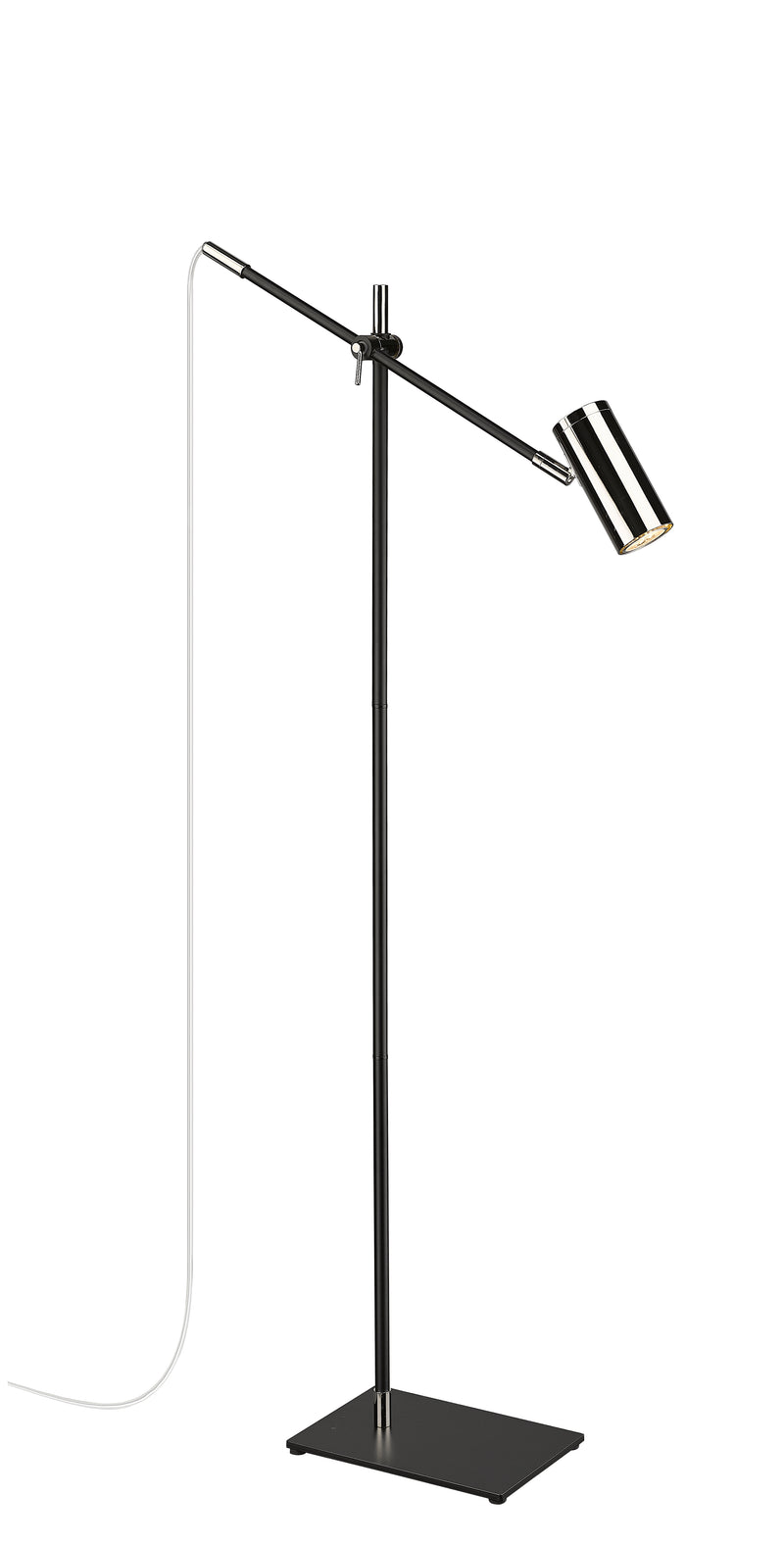 Calumet 1 Light 7" Floor Lamp in Matte Black + Polished Nickel