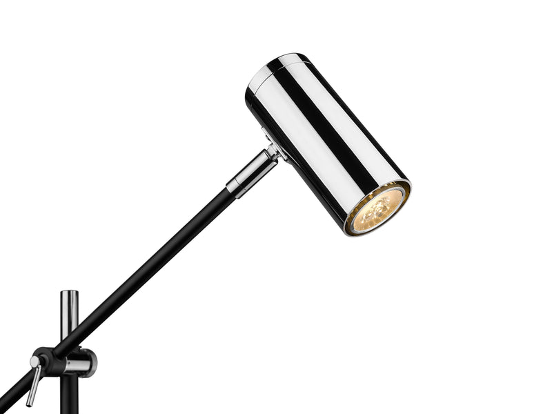 Calumet 1 Light 7" Floor Lamp in Matte Black + Polished Nickel