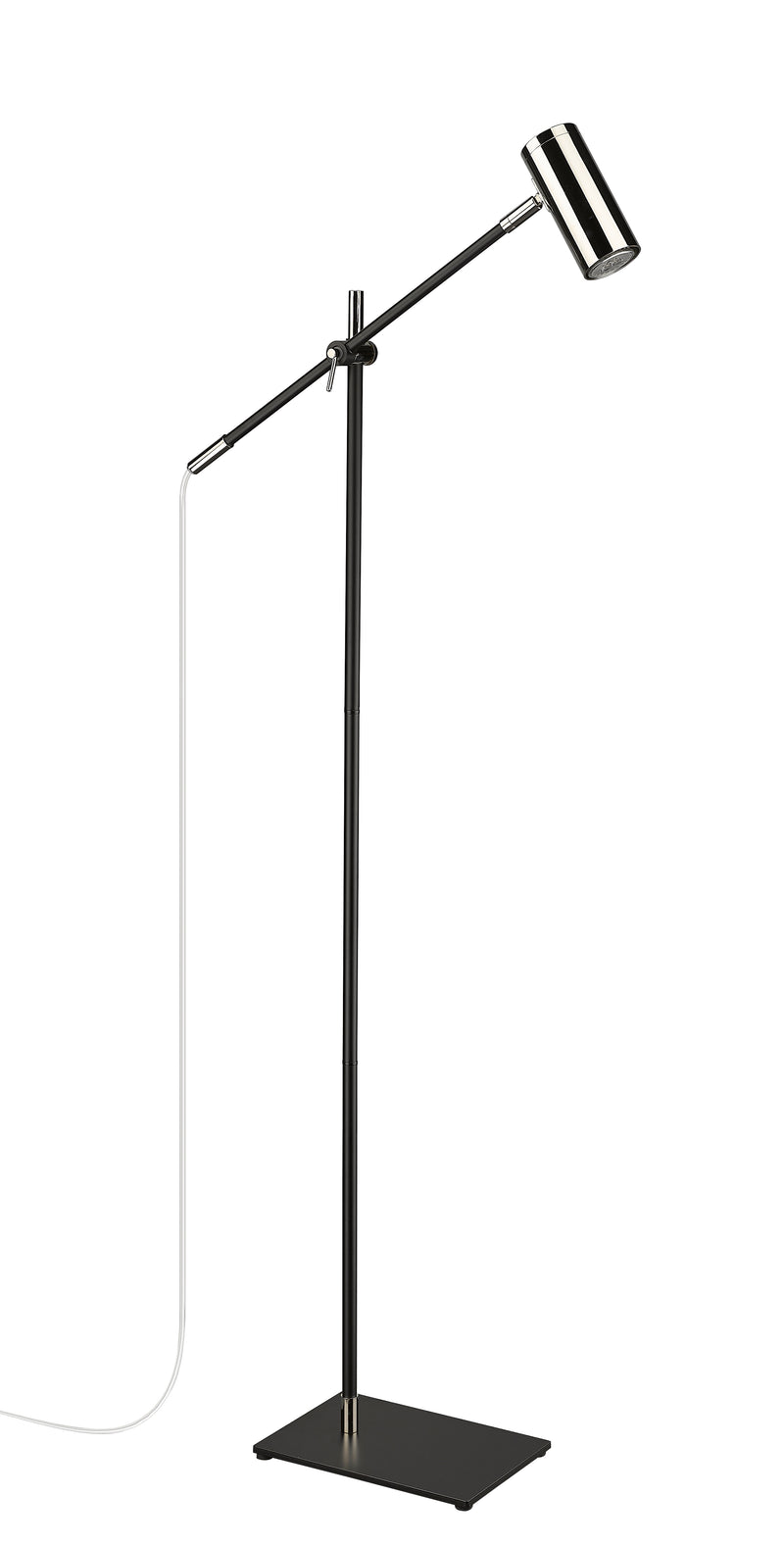 Calumet 1 Light 7" Floor Lamp in Matte Black + Polished Nickel