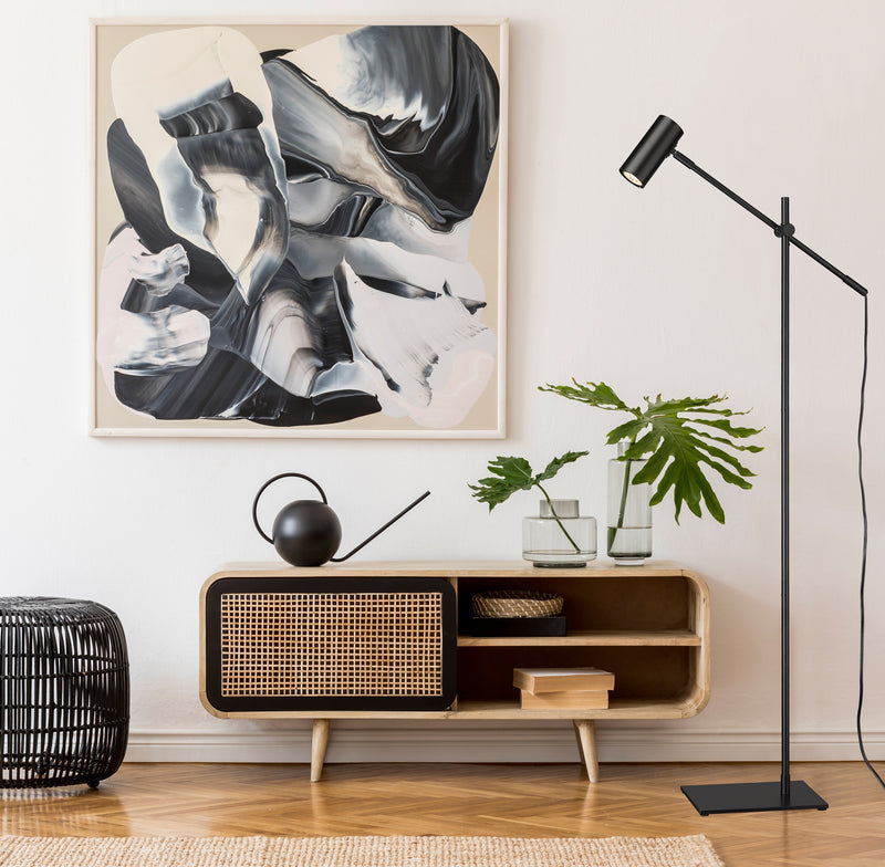 Calumet 1 Light 7" Floor Lamp in Matte Black in a room setting