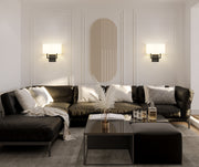 Saxon 2 Light 12" Wall Sconce in Matte Black in a room setting