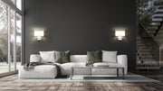 Saxon 2 Light 12" Wall Sconce in Polished Nickel in a room setting