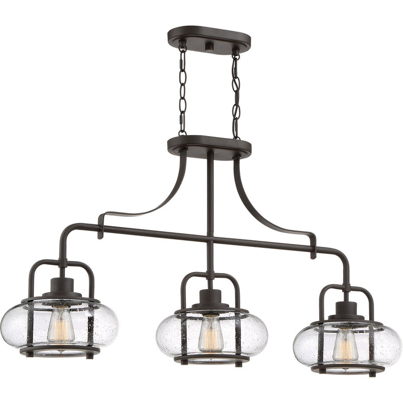 Trilogy 3-Light Linear Chandelier in Old Bronze
