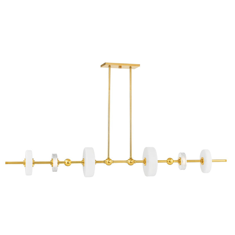 Maynard 6-Light Linear Pendant in Aged Brass