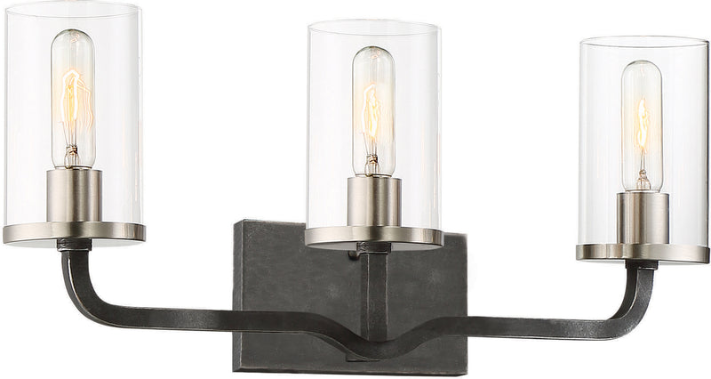Sherwood 3 Light Vanity in Iron Black with Brushed Nickel Accents