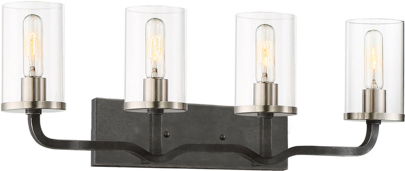 Sherwood 4 Light Vanity in Iron Black with Brushed Nickel Accents