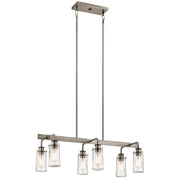 Braelyn 6-Light Linear Chandelier in Classic Pewter