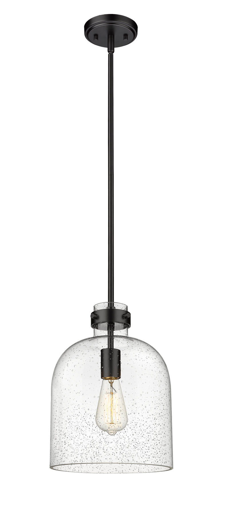 Pearson 1 Light Pendant, 13-13.5" Tall in Matte Black