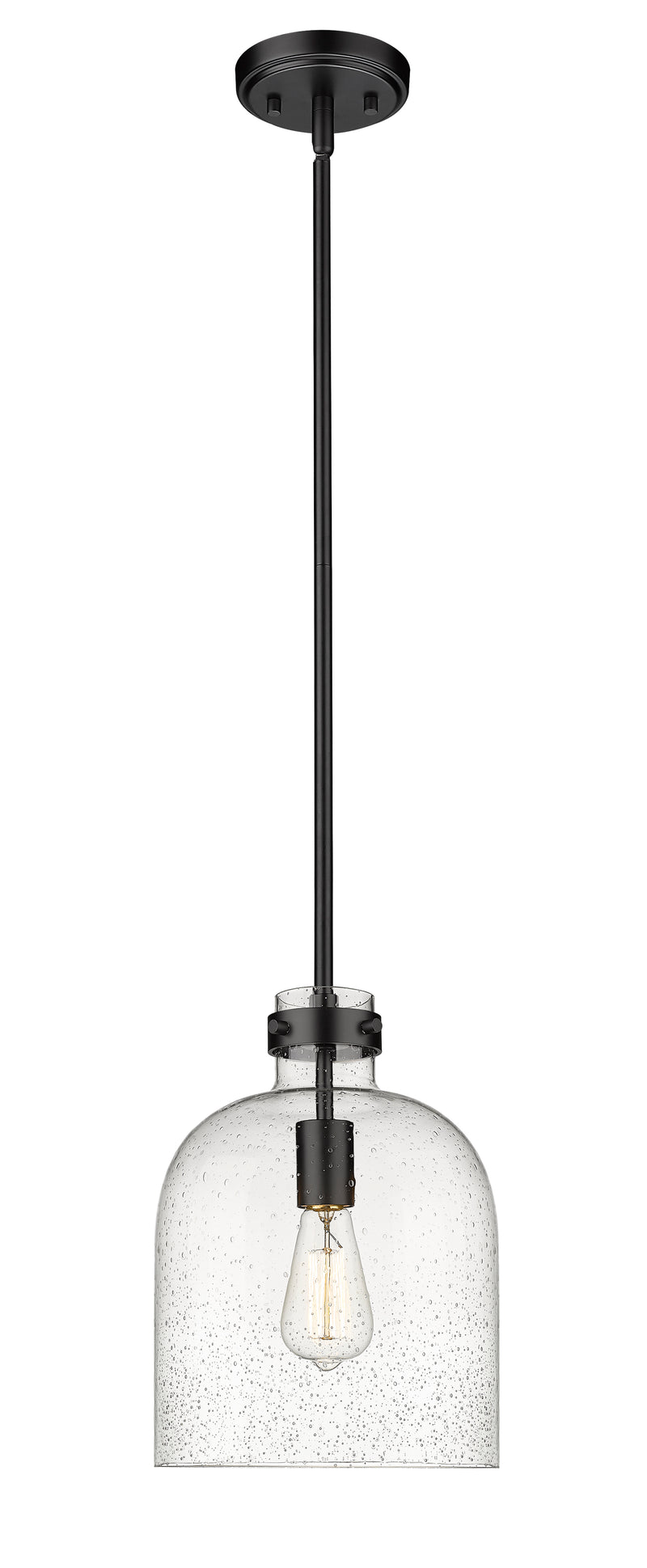 Pearson 1 Light Pendant, 13-13.5" Tall in Matte Black