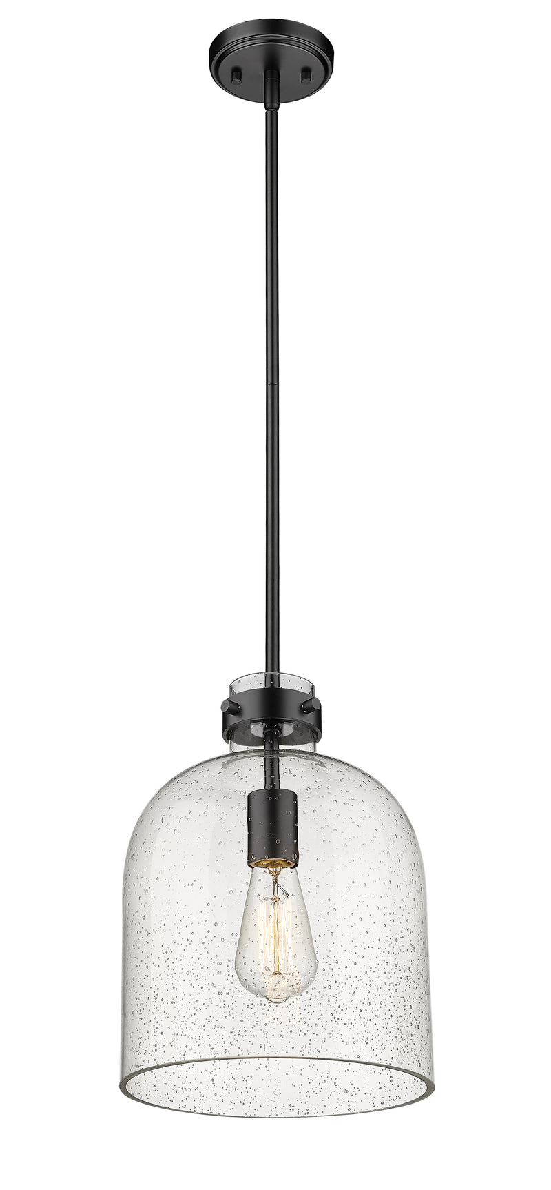 Pearson 1 Light Pendant, 13-13.5" Tall in Matte Black