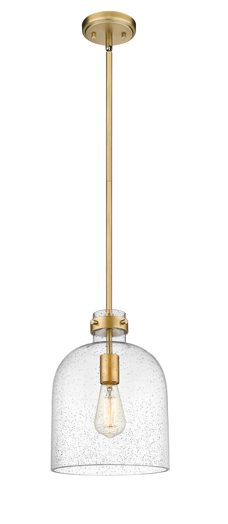 Pearson 1 Light Pendant, 13-13.5" Tall in Rubbed Brass