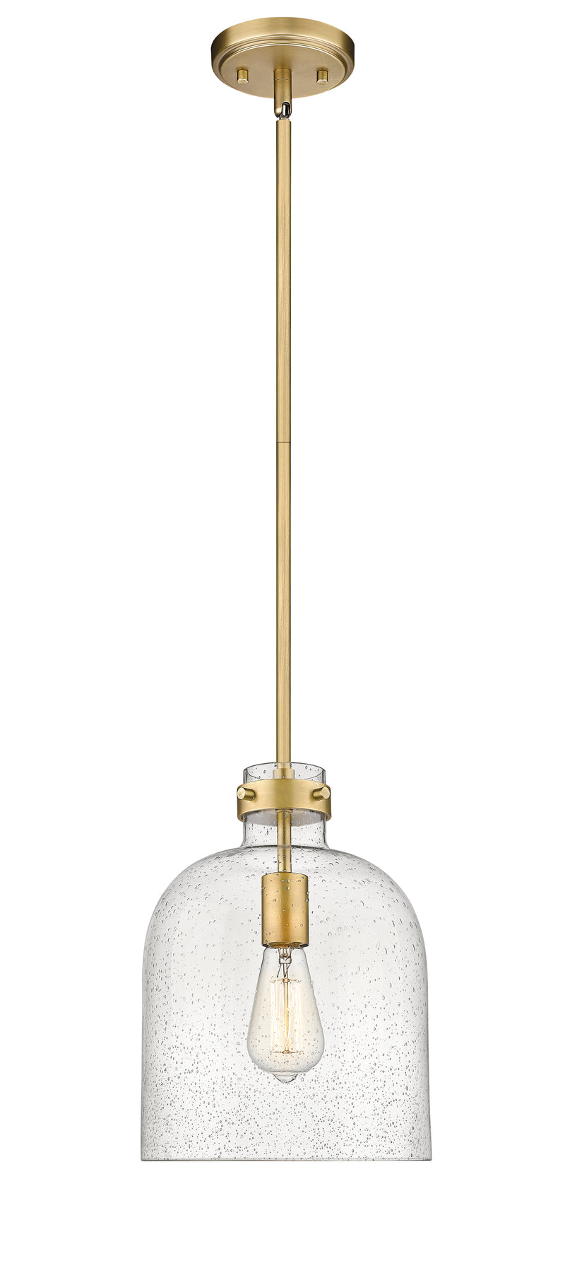 Pearson 1 Light Pendant, 13-13.5" Tall in Rubbed Brass
