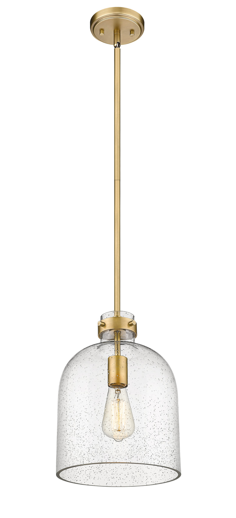 Pearson 1 Light Pendant, 13-13.5" Tall in Rubbed Brass