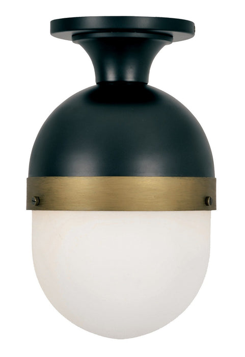 Capsule 1-Light Outdoor Ceiling Mount in Matte Black & Textured Gold - Lamps Expo