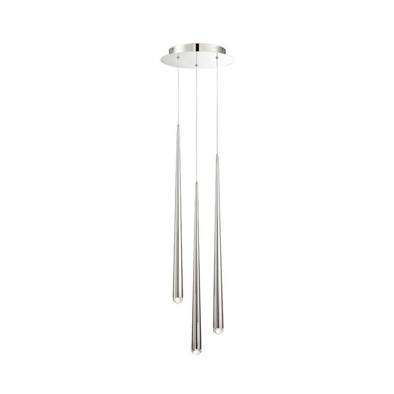 Cascade 3-Light Round Crystal Pendant in Polished Nickel