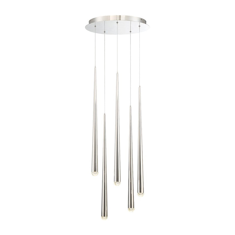 Cascade 5-Light Round Crystal Pendant in Polished Nickel