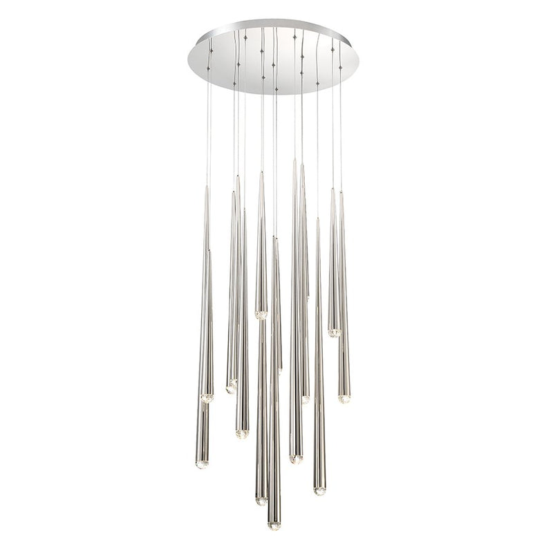 Cascade 15-Light Round Crystal Pendant in Polished Nickel