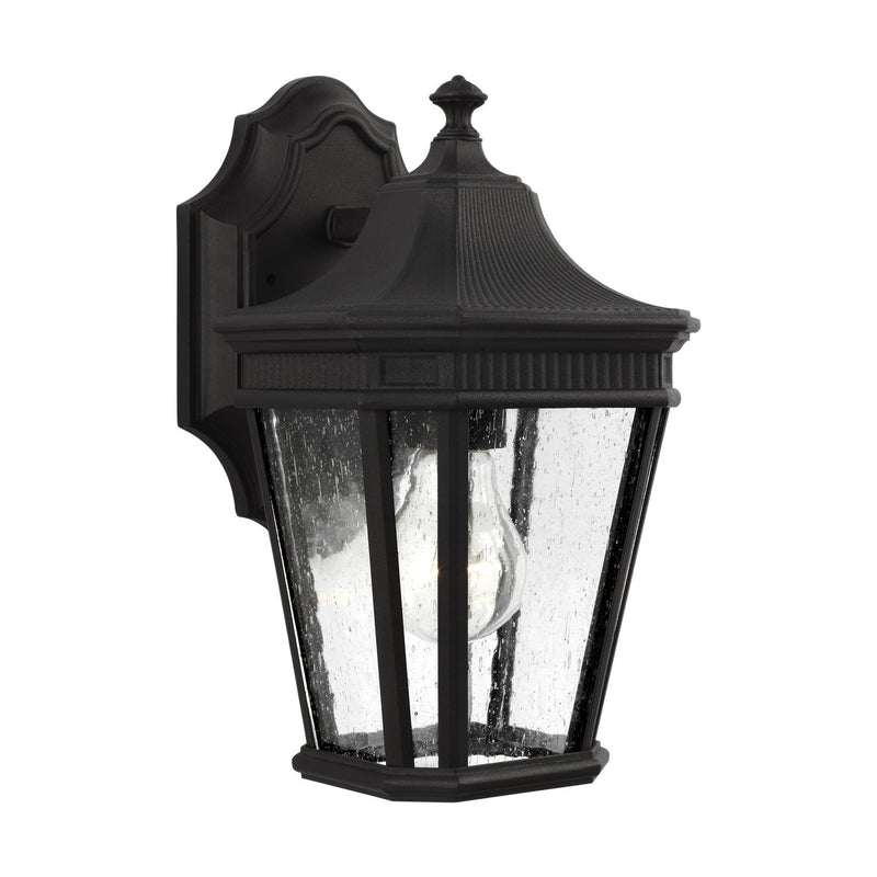 Cotswold Lane Seeded Glass Outdoor Wall Lantern in Black