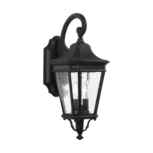 Cotswold Lane 2-Light Seeded Glass Outdoor Wall Lantern in Black