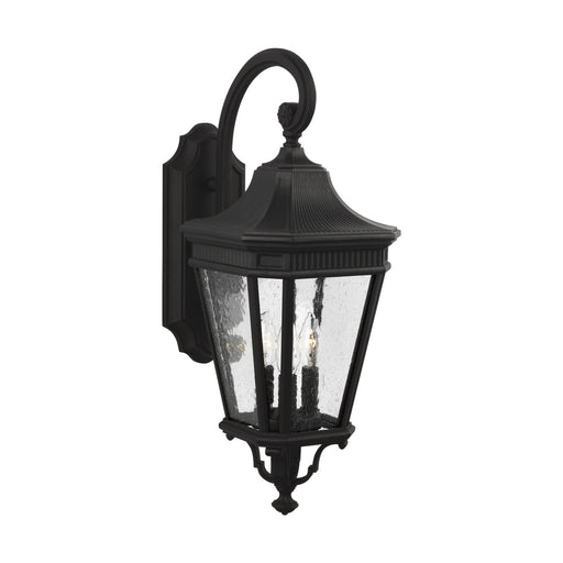 Cotswold Lane 9.5" 3-Light Seeded Glass Outdoor Wall Lantern in Black