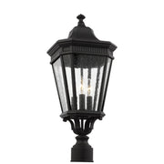 Cotswold Lane 9.5" 3-Light Seeded Glass Outdoor Post Light in Black