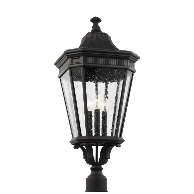 Cotswold Lane Three Light Outdoor Post Lantern in Black