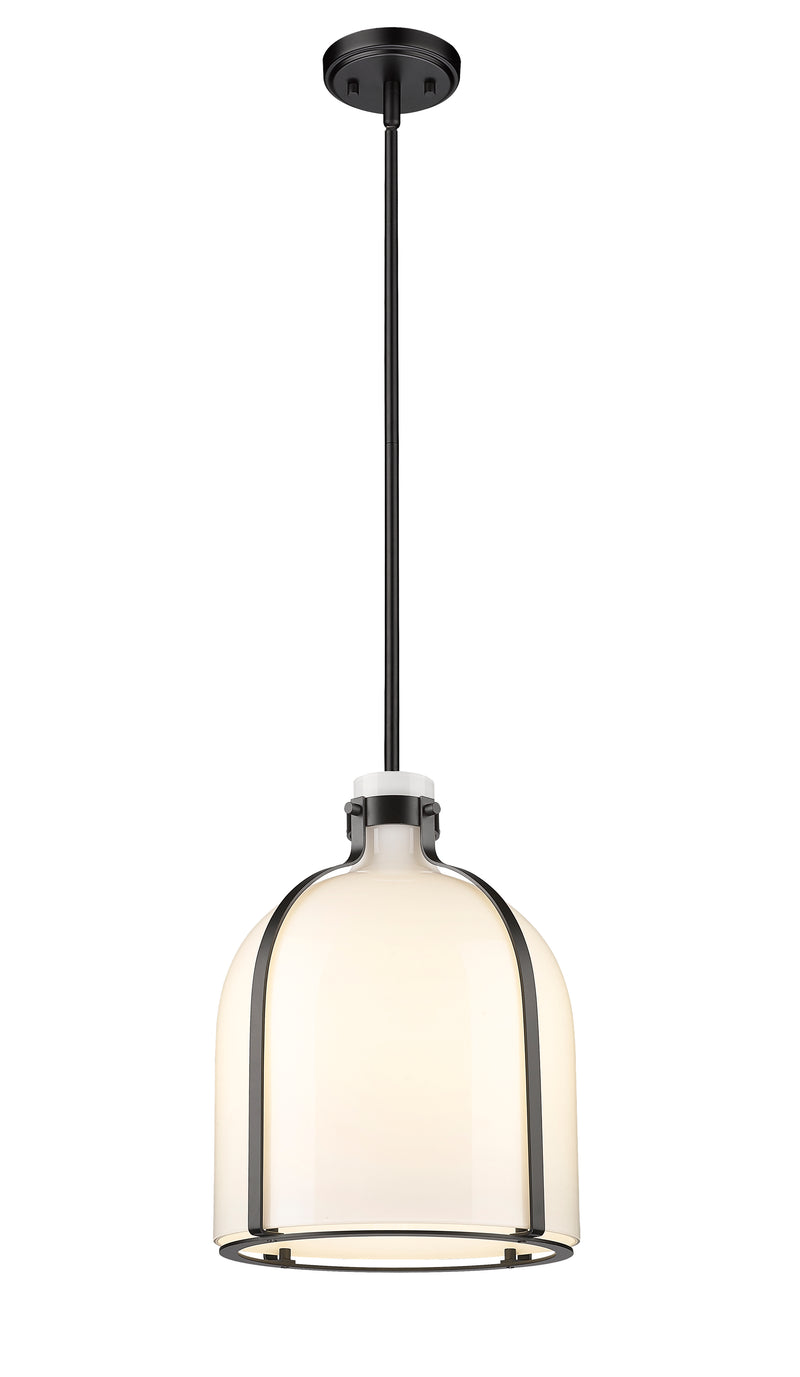 Pearson 1 Light Pendant, 16-16.5" Tall in Matte Black