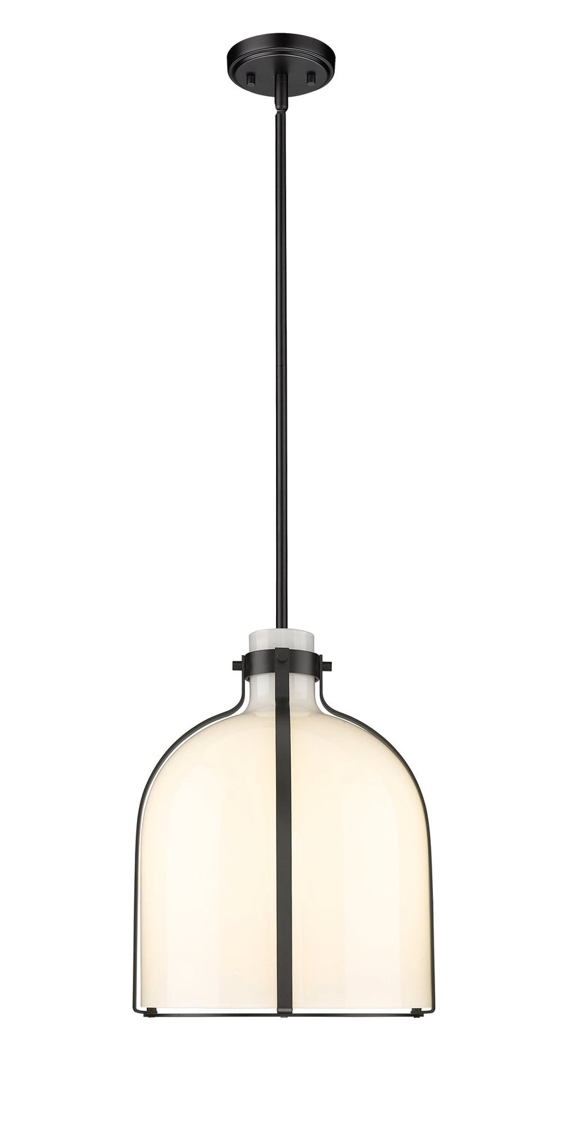 Pearson 1 Light Pendant, 16-16.5" Tall in Matte Black