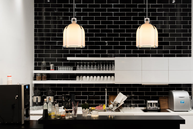 Pearson 1 Light Pendant, 16-16.5" Tall in Polished Nickel in a room setting