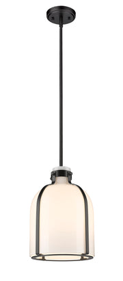 Pearson 1 Light Pendant, 13-13.5" Tall in Matte Black