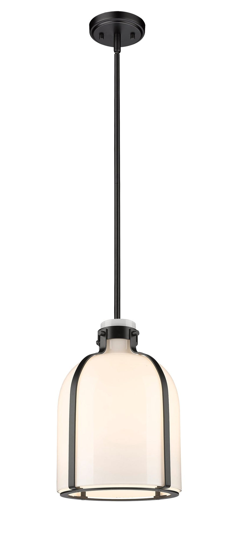 Pearson 1 Light Pendant, 13-13.5" Tall in Matte Black