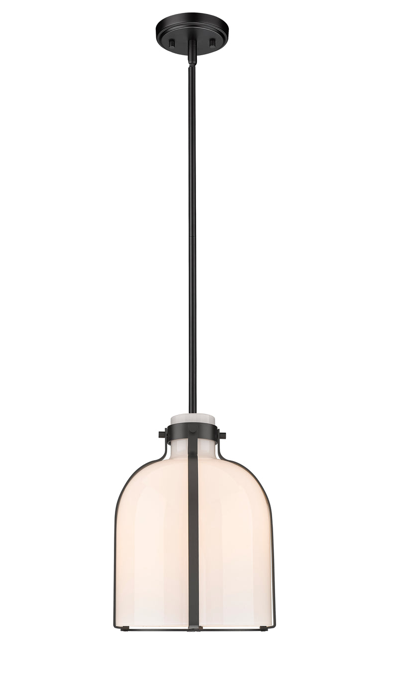 Pearson 1 Light Pendant, 13-13.5" Tall in Matte Black
