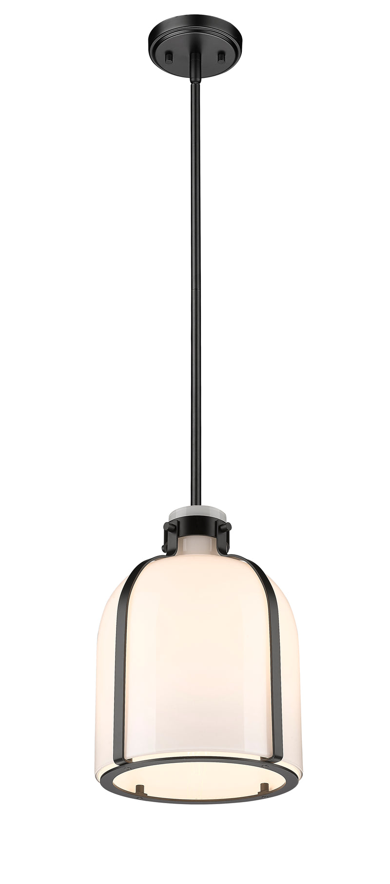 Pearson 1 Light Pendant, 13-13.5" Tall in Matte Black