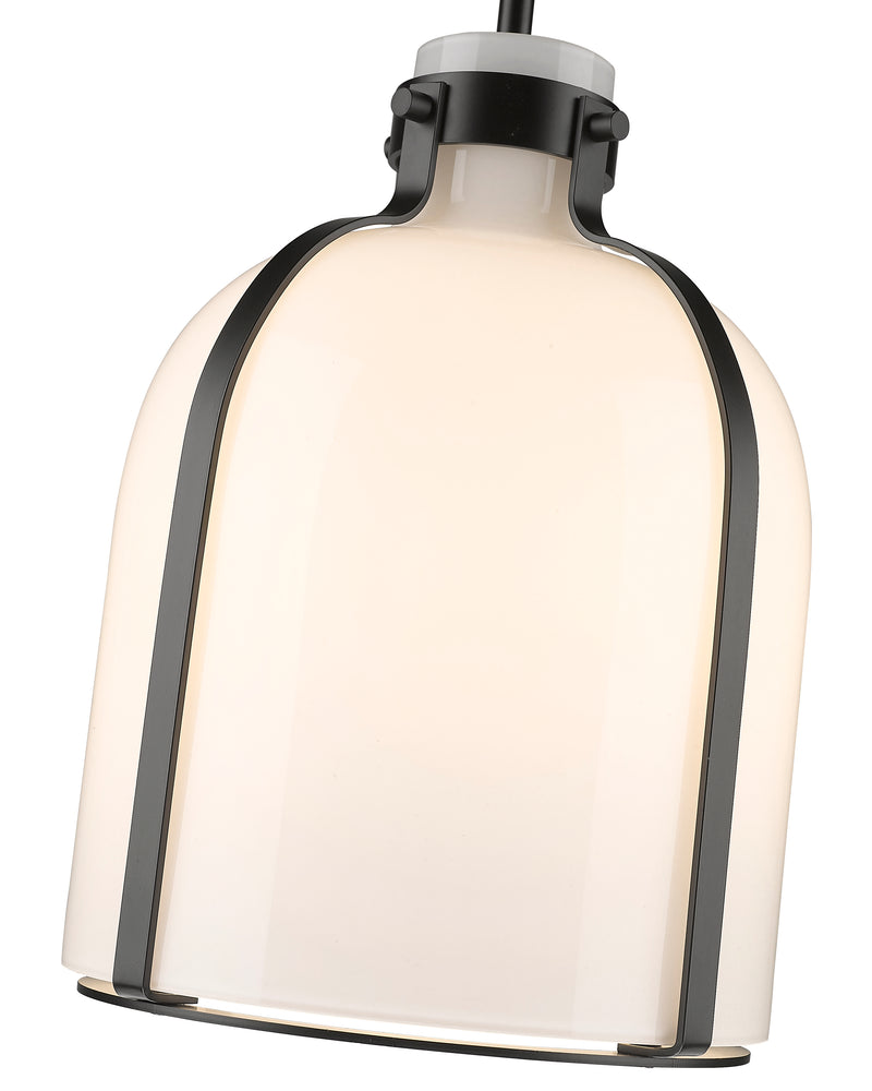 Pearson 1 Light Pendant, 13-13.5" Tall in Matte Black