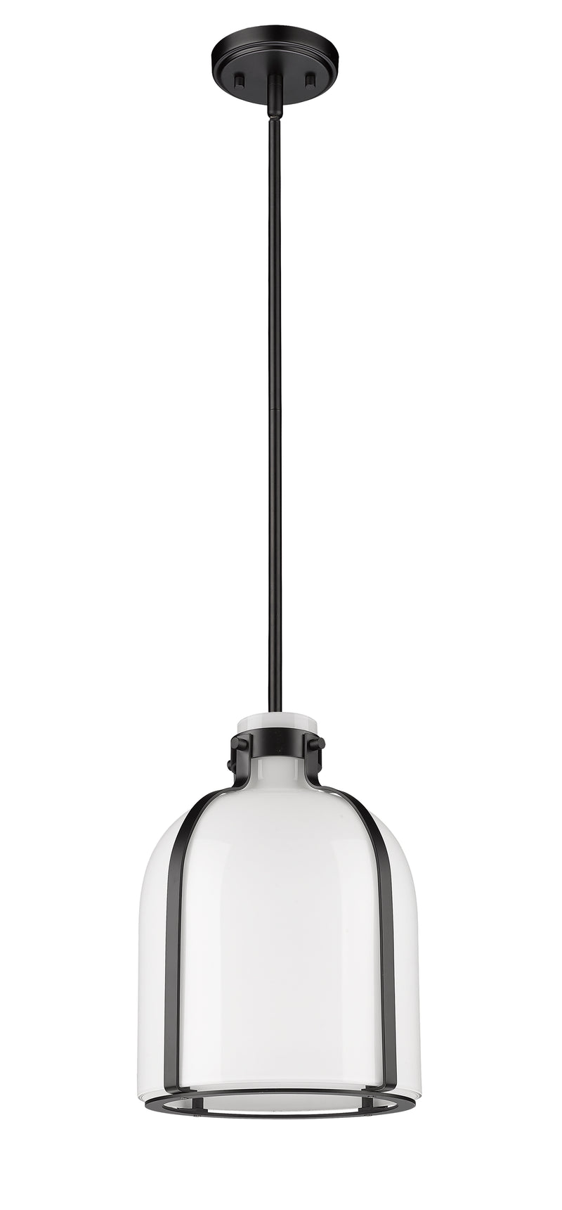 Pearson 1 Light Pendant, 13-13.5" Tall in Matte Black