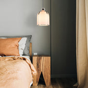 Pearson 1 Light Pendant, 13-13.5" Tall in Polished Nickel in a room setting