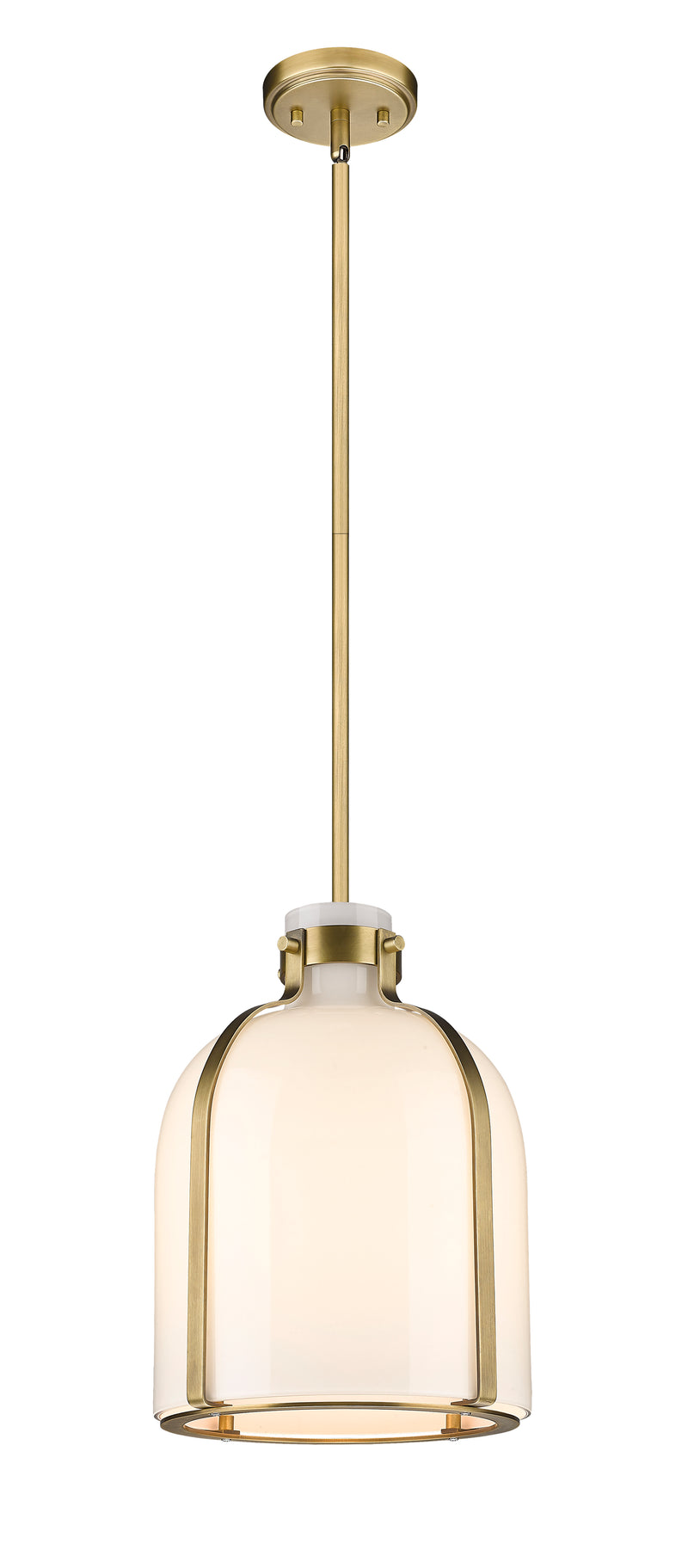 Pearson 1 Light Pendant, 13-13.5" Tall in Rubbed Brass