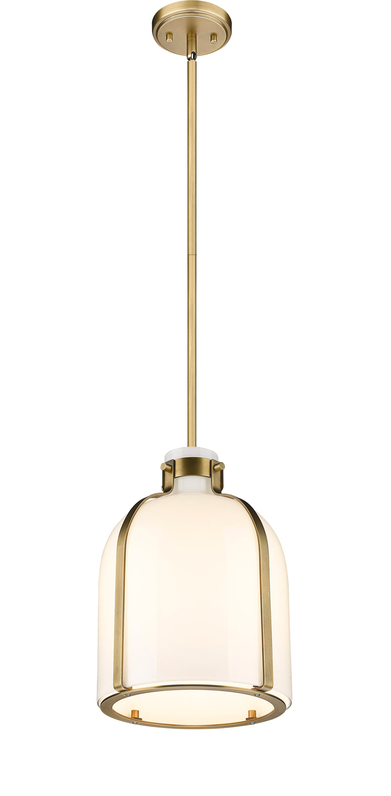 Pearson 1 Light Pendant, 13-13.5" Tall in Rubbed Brass