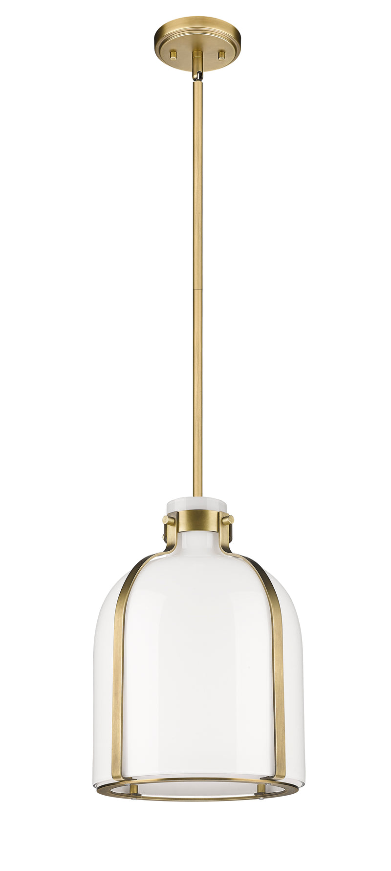 Pearson 1 Light Pendant, 13-13.5" Tall in Rubbed Brass
