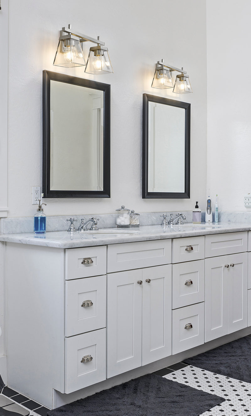 Lauren 2 Light 16" Vanity in Brushed Nickel in a room setting