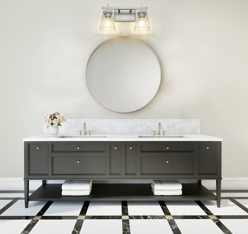 Lauren 2 Light 16" Vanity in Brushed Nickel in a room setting