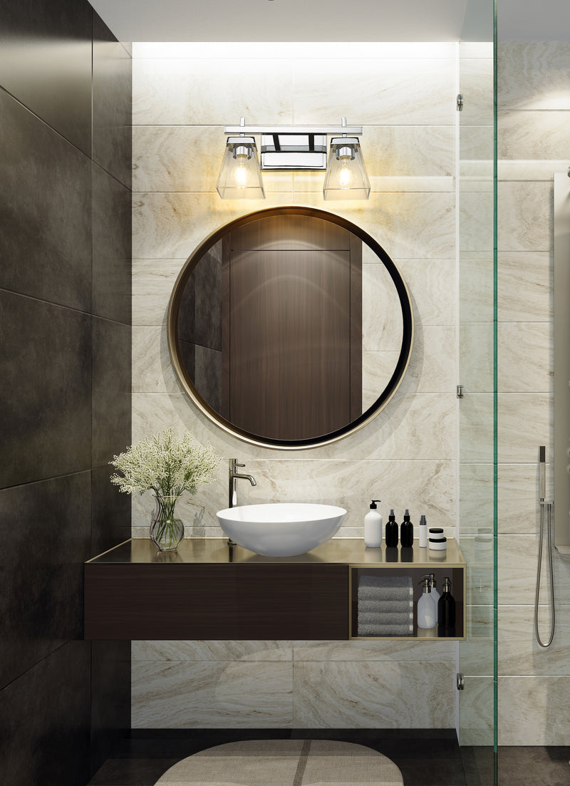 Lauren 2 Light 16" Vanity in Chrome in a room setting