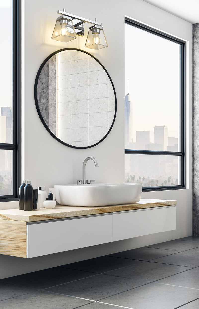 Lauren 2 Light 16" Vanity in Chrome in a room setting